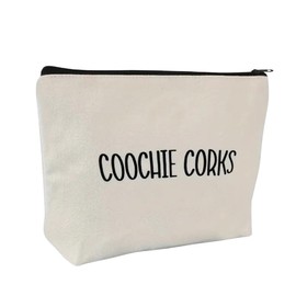 Makeup Bag With Funny Sayings, Coochie Corks Cosmetic or Feminine Product Bag, 7 x 9 inches, Beige. Multiples Sayings and Sizes! Ideal for Adults, Perfect for Gifts! (CR246511, 9.2 x 6.9 x 1.5 in)