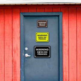 Classic Framed Diamond, Warning Dogs On Premises Sign (Brushed Silver) - Large