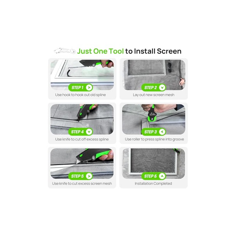 King&Charles Versatile Screen Roller Tool, 3 in 1 Screen Spline/Repair