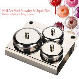 3PCS Professional Nail Art Mini Powder Liquid Set, Stainless Steel Acrylic Powder Holder Set with Lids,Nail Art Equipment Manicure Tools for Nail Powder Pigment Decoration Manicure