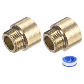 M METERXITY 1-Set Shower Head Extension Arm, Brass G1/2 Male to Female Extension Pipe Fitting Adapter with PTFE Thread Seal Tape for Shower/Faucet, Pipe Plumbing Coupler 1"/25mm 3pcs