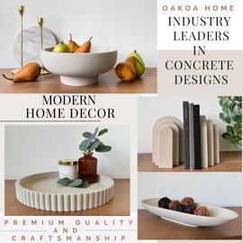 OAKOA Concrete Black Decorative Bowl - Black Fruit Bowl for Kitchen Counter - Black Bowl Decor - Black Pedestal Bowl - Modern Fruit Bowl Black
