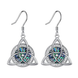 Celtic Knot Earrings 925 Sterling Silver Viking Dangle Drop Earrings Amulet Protection Good Luck Triskele Jewellery for Women
