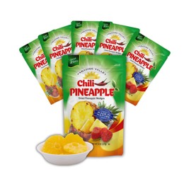 Dried Chili Pineapple Original Flavor,100% Vagan, Non-GMO, Glutten Free (All Natural Ingredients) Reseable Bag - Crunchy & Munch Snack (8 oz 6 Pack)