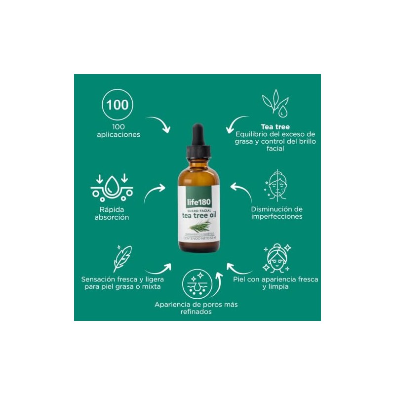 Life180 Serum de Tea Tree , 52 ml (100 Porciones)