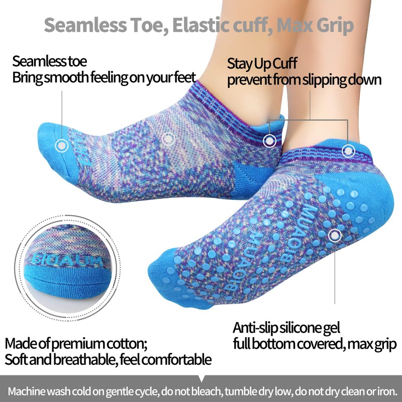BIOAUM Yoga Socks for Women - 6 Pairs Cotton Cushion