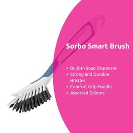 Sorbo Smart Brush Dish Brush with Non-Slip Soft Grip Handle, Durable and Durable Heat Resistant Fibres, The Perfect Dish Brush That Can Be Recharged with the Dishwasher