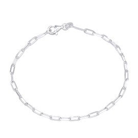 Kualitas Genuine 925 Sterling Silver 2.7mm Paperclip Chain Bracelet 7"