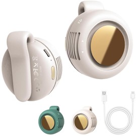 HMUTLHT Portable Clip On Fan, Portable Silent Mini Bladeless Fan Clip On for Shirt & Waist, Adjustable 3-Speed Suspended Whirlwind Fans (White)