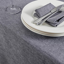Mebakuk Rectangle Table Cloth Linen Farmhouse Tablecloth Waterproof Anti-Shrink Soft and Wrinkle Resistant Decorative Fabric Table Cover for Kitchen (Dark Grey, 60" x 144" (12-14 Seats))