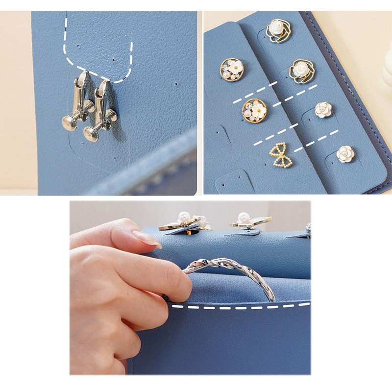 Bombinate Earrings, Storage, Portable, Fashionable, Leather Material, Foldable, (Pink)