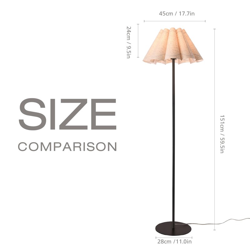 KUNJOULAM Modern Floor Lamp, Black Pole Floor Lamps, Simple Design