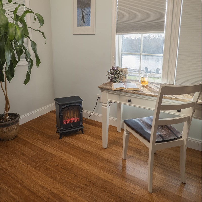 Comfort Zone Electric Fireplace Space Heater, Traditional Warm Stove Style,