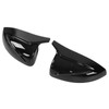 Pair Horned Rearview Side Door Mirror Covers Glossy Black Replacement