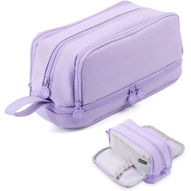 AZULDIMEN Estuche para lápices de gran capacidad con 4 compartimentos, estuche para lápices con múltiples ranuras, organizador de papelería para el trabajo de oficina escolar (Morado)