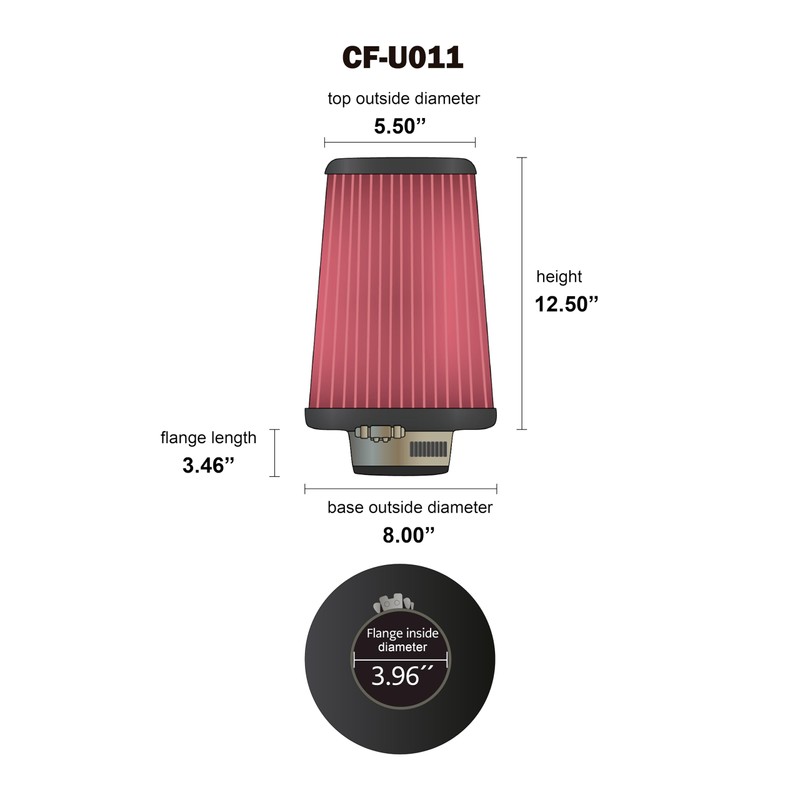 Cold Air Inductions Universal High Performance Cold Air Intake Filter