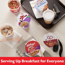 Kellogg's Cereal in a Cup Variety Pack - Nutritional Charge Bundle, 6 Flavors, Portable Breakfast, Bulk Size (Pack of 60 Cups)