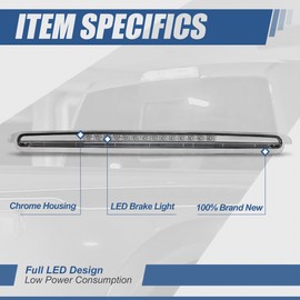 Auto Dynasty Chrome Housing Full LED 3rd Third Rear Brake Light Stop Lamp Compatible with Scion tC AT10 05-10