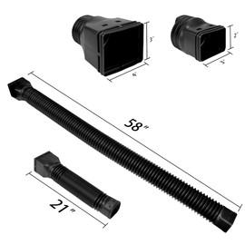 PXCAYFF 2 Pack Rain Gutter Downspout Extensions Flexible,Downspout Extender Diverter Extendable from 21" to 58". Drain Pipe Connector Extendable for Most Residential Downspouts (Black)