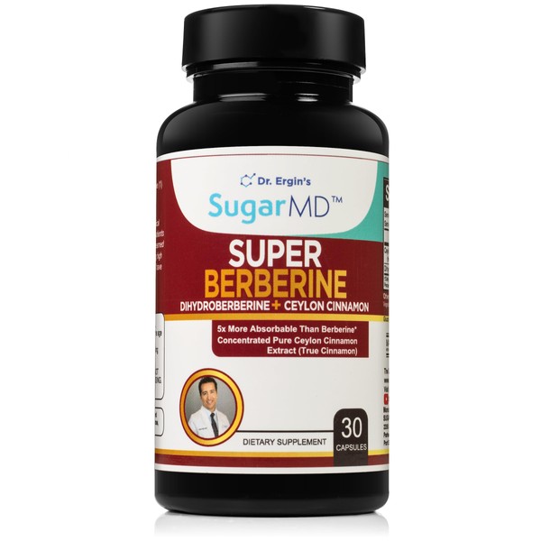 SugarMD Dr. Ergin's Super Berberine Supplement | 5X More Effective | Dihydroberberine Supplement (GlucoVantage) for Metabolic Support | Berberine with Ceylon Cinnamon | 30 Berberine Capsules