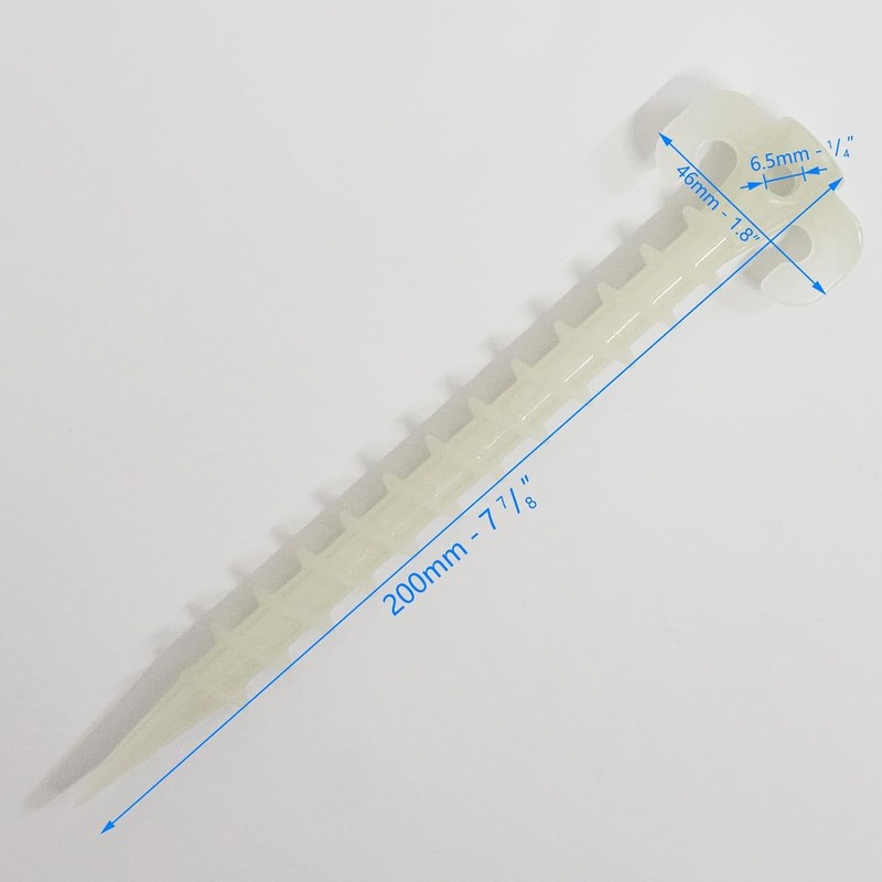50 Packs 20cm Fluorescence Glow-in-Dark Plastic Tent Stakes Awning Pegs