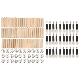 Cam Fittings Set with Dowel Pre Inserted Nut for Cabinet Furniture 3 in 1 Connecting Rod Black