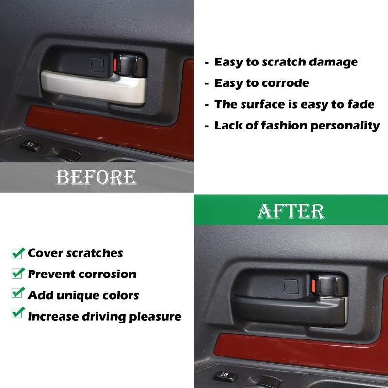 LLKUANG Interior Door Handle Protector Trim Cover for Toyota FJ