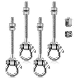 MINENICE Heavy Duty 4 Swing Hooks Bearings, M10 x 23 cm Swing Hooks Wooden Beam Bearings, 680 kg Robust Swing Hangers Stainless Steel Hardware with Ball Bearings for Patio and Playground, Wood and