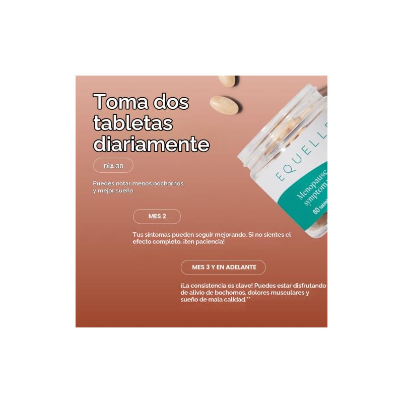 Equelle Alivio Multisíntoma Menopausia Suplemento Apoyar Sofocos Sueño Dolores Musculares