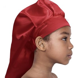 DONNA Kids Comfort Fit Satin Braid Bonnet, Shower Capf for Women and Girl, Bonnet for Girl 1pc Rose Color