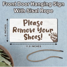 Shoes Off Wall Sign For The Front Door, Please Remove Your Shoes, Rustic Farmhouse Decorations, Indoor Outdoor Home Porch Window Decor (11.8 x 5.9 Inches) - B10