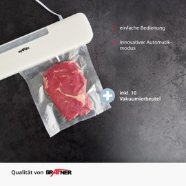 Grafner Vacuum Sealer with 30 cm Seam, Includes 10 Vacuum Bags and Foil Cutter, with Removable Drip Tray, Food Stays Fresh up to 8 x Longer Vacuum Sealer Film Sealer