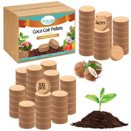 Legigo 100 Pcs 40mm Organic Coco Coir Pellets for Plants- Compressed Coconut Coir Potting Soil, Coco Fiber Pellets Coco Coir Soil for Planting, Garden, Bonsai, Herbs, Flower & Vegetables