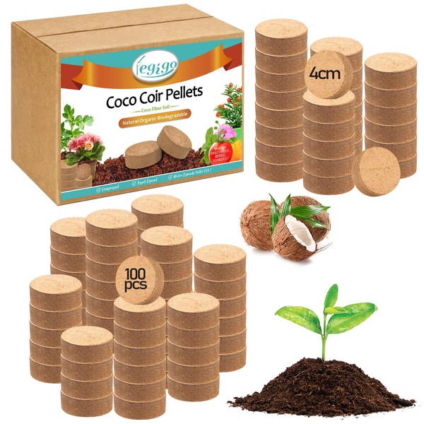 Legigo 100 Pcs 40mm Organic Coco Coir Pellets for Plants-