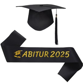 Abitur 2025 Decorative Graduation Sash Black with Graduate Hat Graduation Hat Exam Passed Graduation Sash Graduation 2025 Decoration for Graduation Parties Graduation Graduation Party Decoration