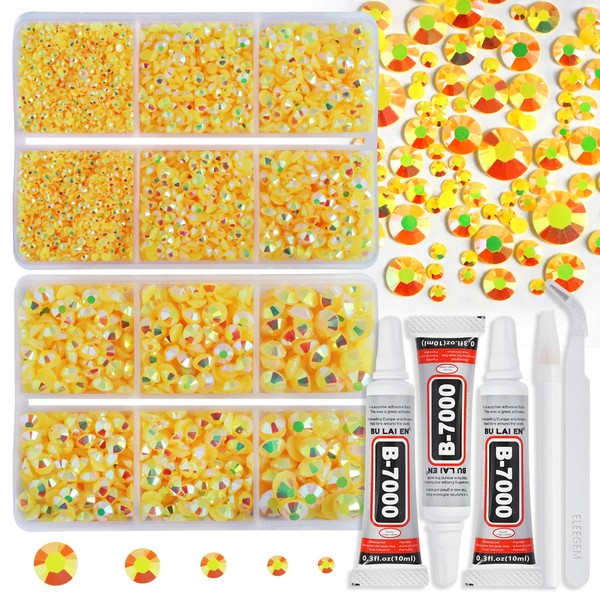ELEEGEM Resin Rhinestones Kit for Crafts,8400 pcs Topaz AB Jelly