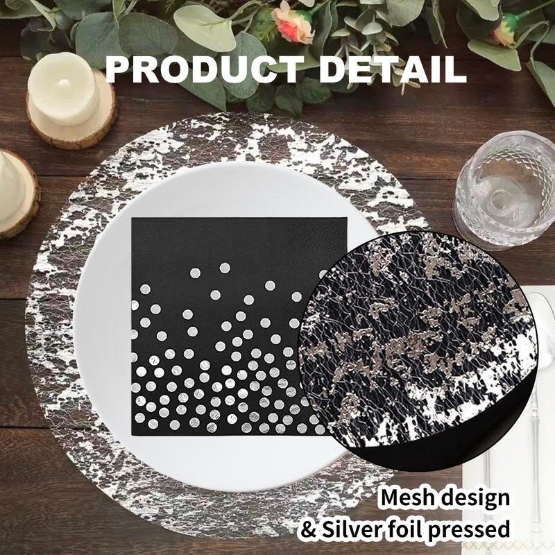12 Placemats And 20 Paper Towels, Round Placemats, Glitter Placemats,