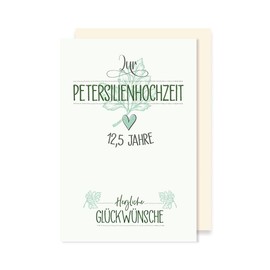 Parsley Wedding 12.5 Years Greeting Card Wedding Anniversary Congratulations 16 x 11 cm