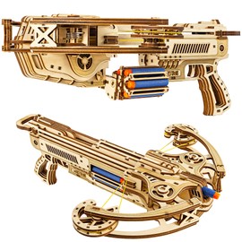 Wood Trick Bullet Boltcaster Crossbow 3D Wooden Puzzles for Adults and Kids to Build - Shoots up to 32 ft - Wooden Models Engineering DIY Project Mechanical 3D Puzzles Model Kits for Adults