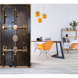 AceChic 3D Metal Door Sticker - Antique Bank Vault Door Decal, Removable & Self-Adhesive, Vintage Wall Decal Mural - 30.3" W x 78.7" H