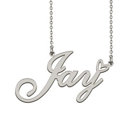 HUAN XUN Initial Name Necklaces Silver for Women Jay Necklace Heart Pendant Jewelry for Christmas