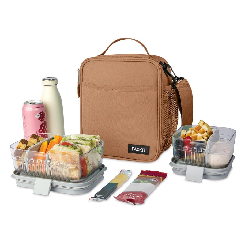 PackIt® Freezable Crossbody Lunch Box, Almond, Built with ECOFREEZE® Technology,