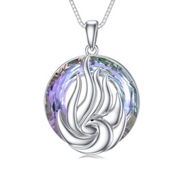 HARMONY BOLA Phoenix Necklace 925 Sterling Silver Firebird Crystal Pendant Jewellery with Crystal Nirvana by Phoenix Necklaces Gifts for Women Girls, Sterling Silver