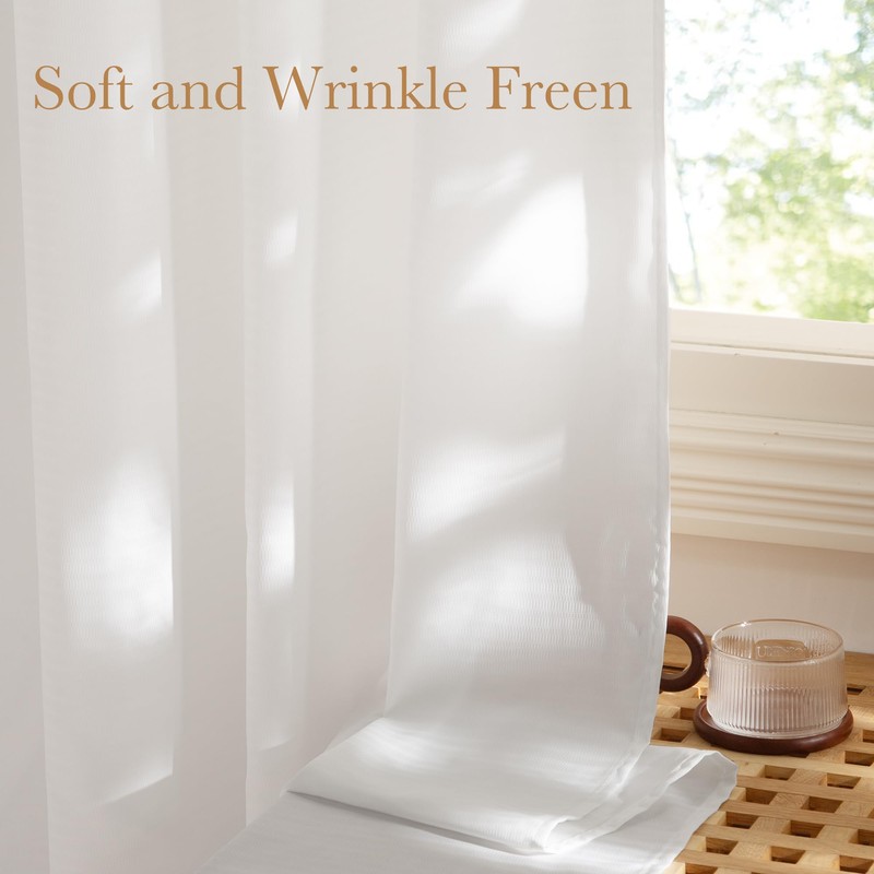 NICETOWN Non-See-Through White Privacy Sheer Curtains 90 Inches Long 2