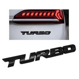 Yourkar Turbo Car Emblem Decal, 3D Metal Turbo Badge for Auto Side Body Fender Trunk, Zinc Alloy Badge Decals Sticker for All Vehicles Trucks SUV, Universal Car Accessories (Black, 1PCS)