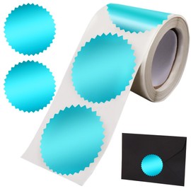 CRASPIRE 250Pcs Envelope Seals Stickers Blank Stickers Green Certificate Award Seals Stickers Metallic Stickers with Serrated Edge 2" Round Labels Foil Stickers for Package Wedding Envelope Graduation