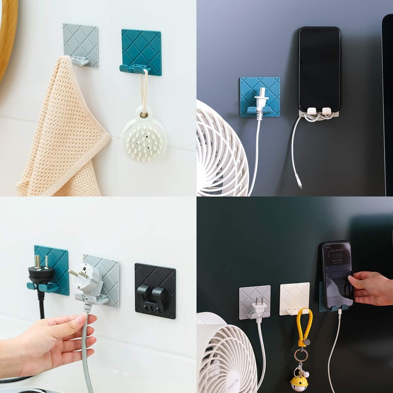 YEYIT 4 Pcs Power Plug Wall Storage Holder,Wall-Mounted Power Plug