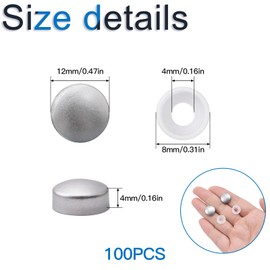 INCREWAY 100pcs Screw Covers, Plastic Screw Cap, Plastic Screw Cover, Plastidome Screw Cap (Silver)