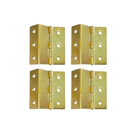 QCAA Heavy Duty 3 Fold Retro Chest Hinge, Half Surface for Chest, Cabinet, Furniture, 3" x 1.8mm, Brass Plated, Made in Taiwan, 4 Pack