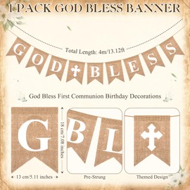 Kosiz 16 Pcs White Gold Floral God Bless Baptism First Communion Decorations 9 Baptism Honeycomb Table Centerpieces Double Sided Toppers 6 Hanging Swirls 1 God Bless Banner for Girl Boy Birthday